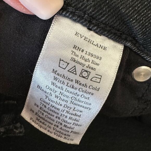 Everlane The Authentic Stretch High-Rise Skinny Button Fly size 30 ankle black - Picture 13 of 13